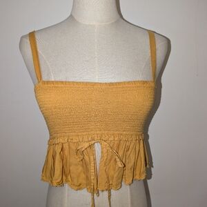 Wilfred Golden Smocked Crop Top